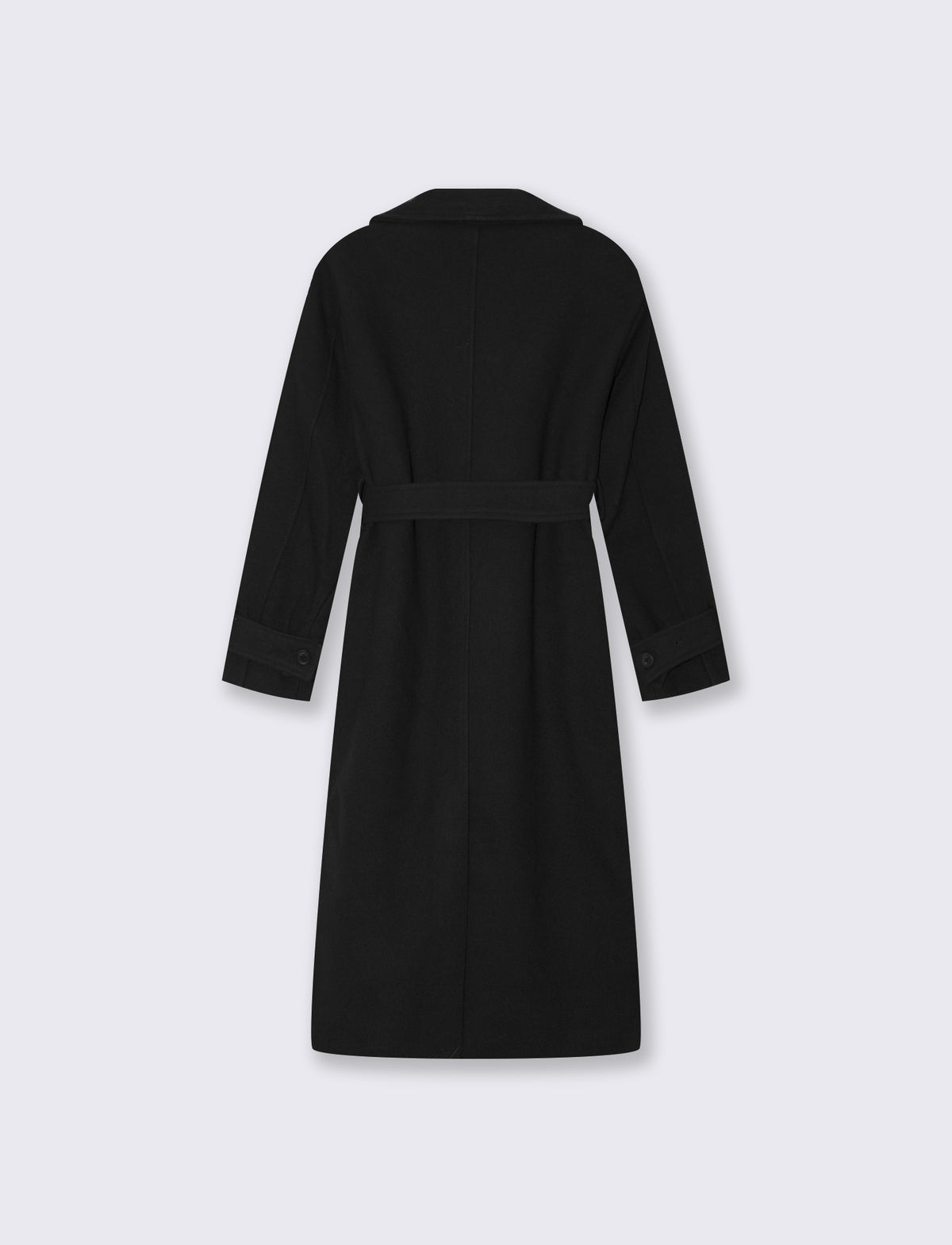 Cappotto doppiopetto con cintura elegante - Nero