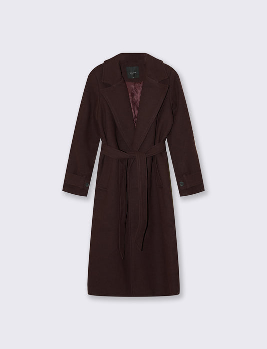 Cappotto doppiopetto con cintura elegante - Bordeaux