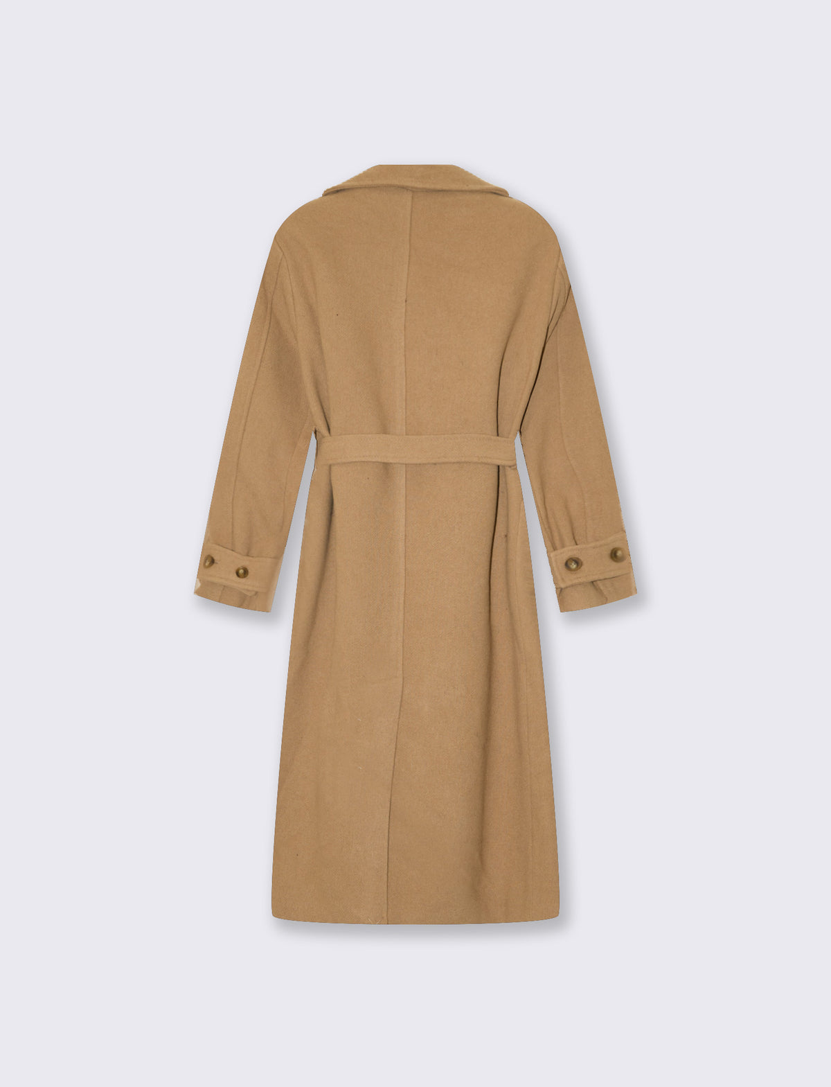 Cappotto doppiopetto con cintura elegante - Cammello