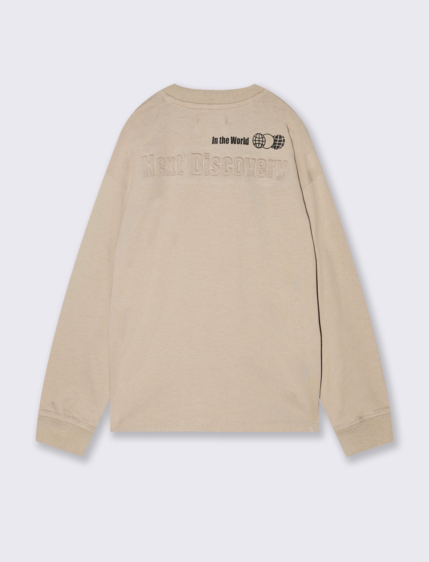 Cotton T-shirt with embossed print - Beige
