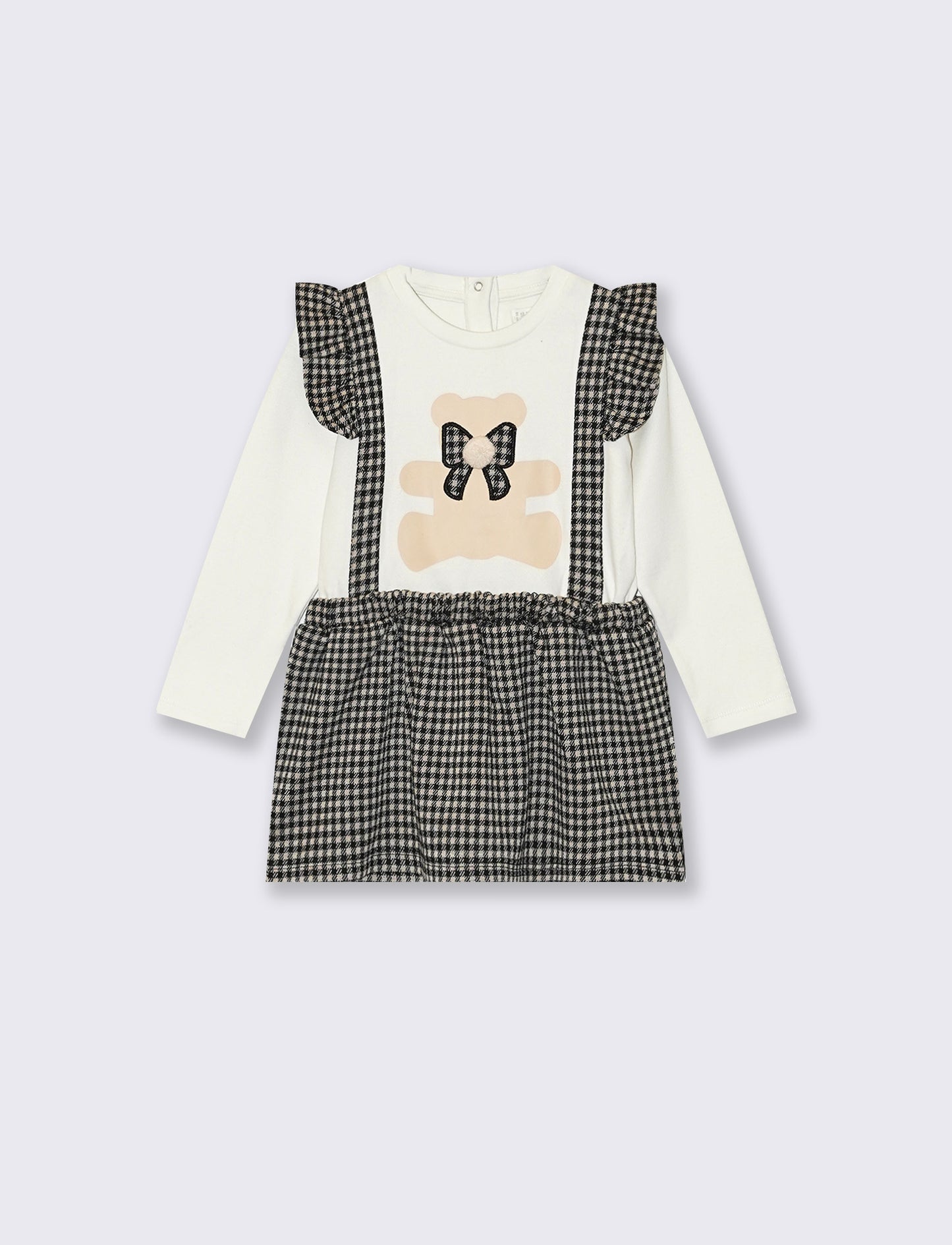 Dungaree dress with checkered t-shirt - Multicolor