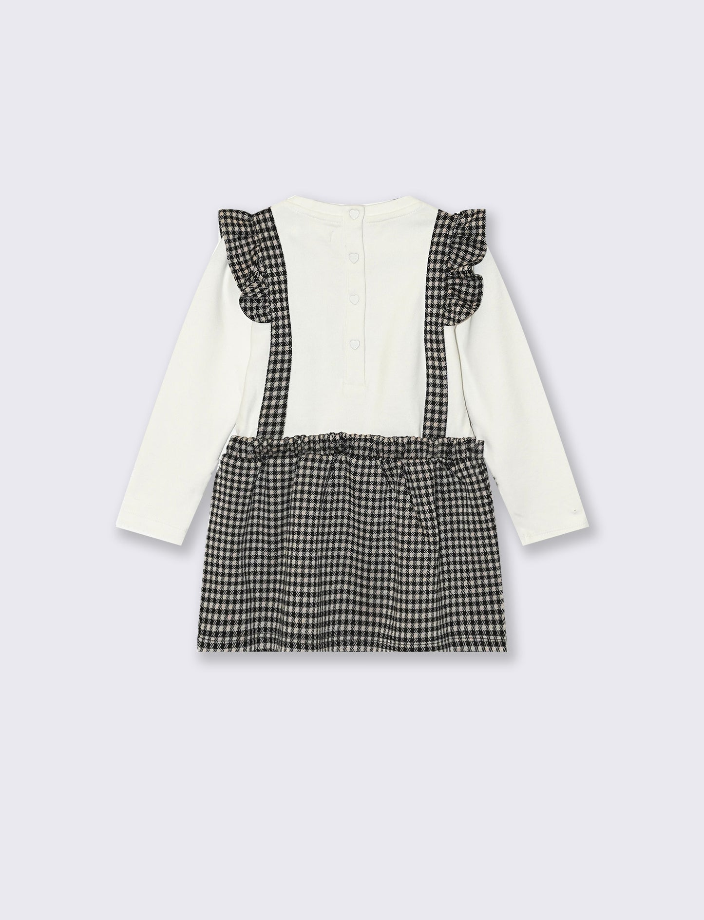 Dungaree dress with checkered t-shirt - Multicolor