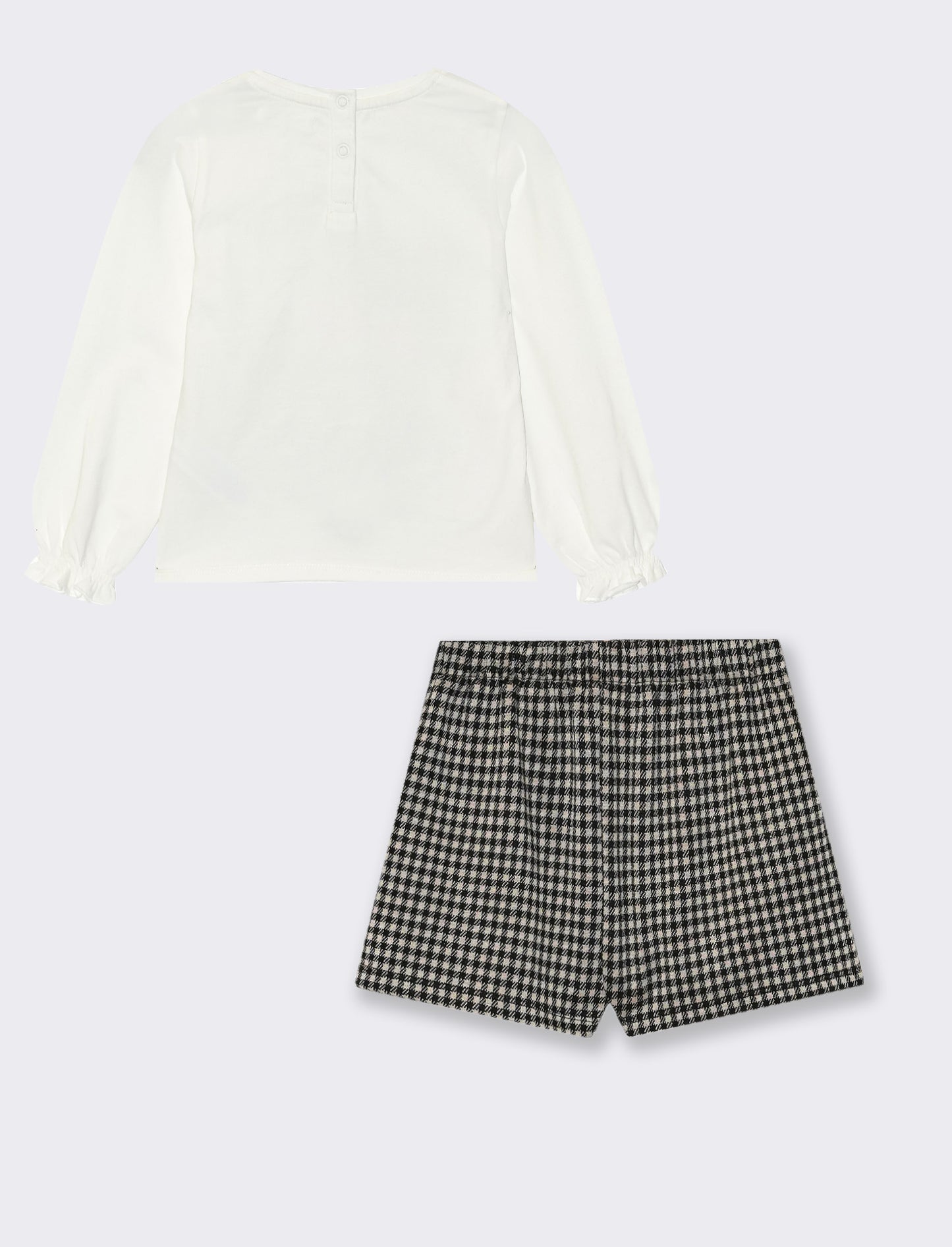 Set t-shirt manica lunga e shorts a quadri - Fantasia