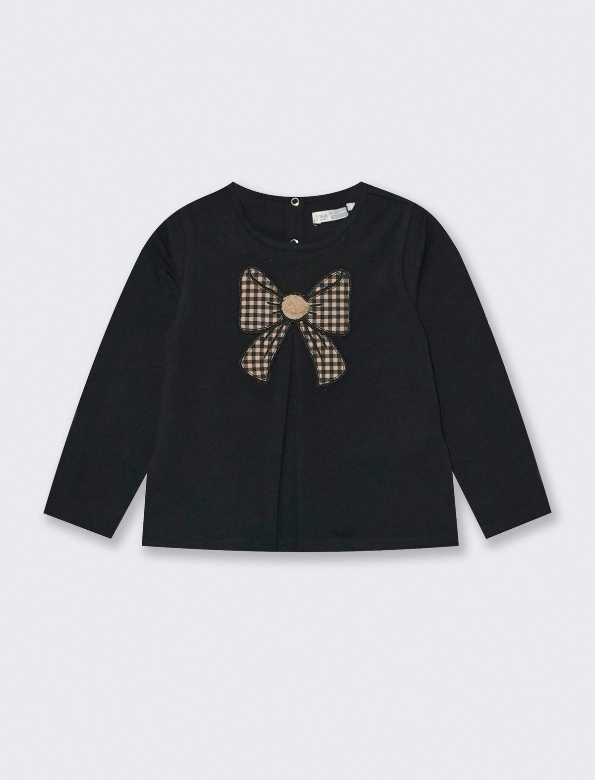 Contrast bow crew neck T-shirt - Black