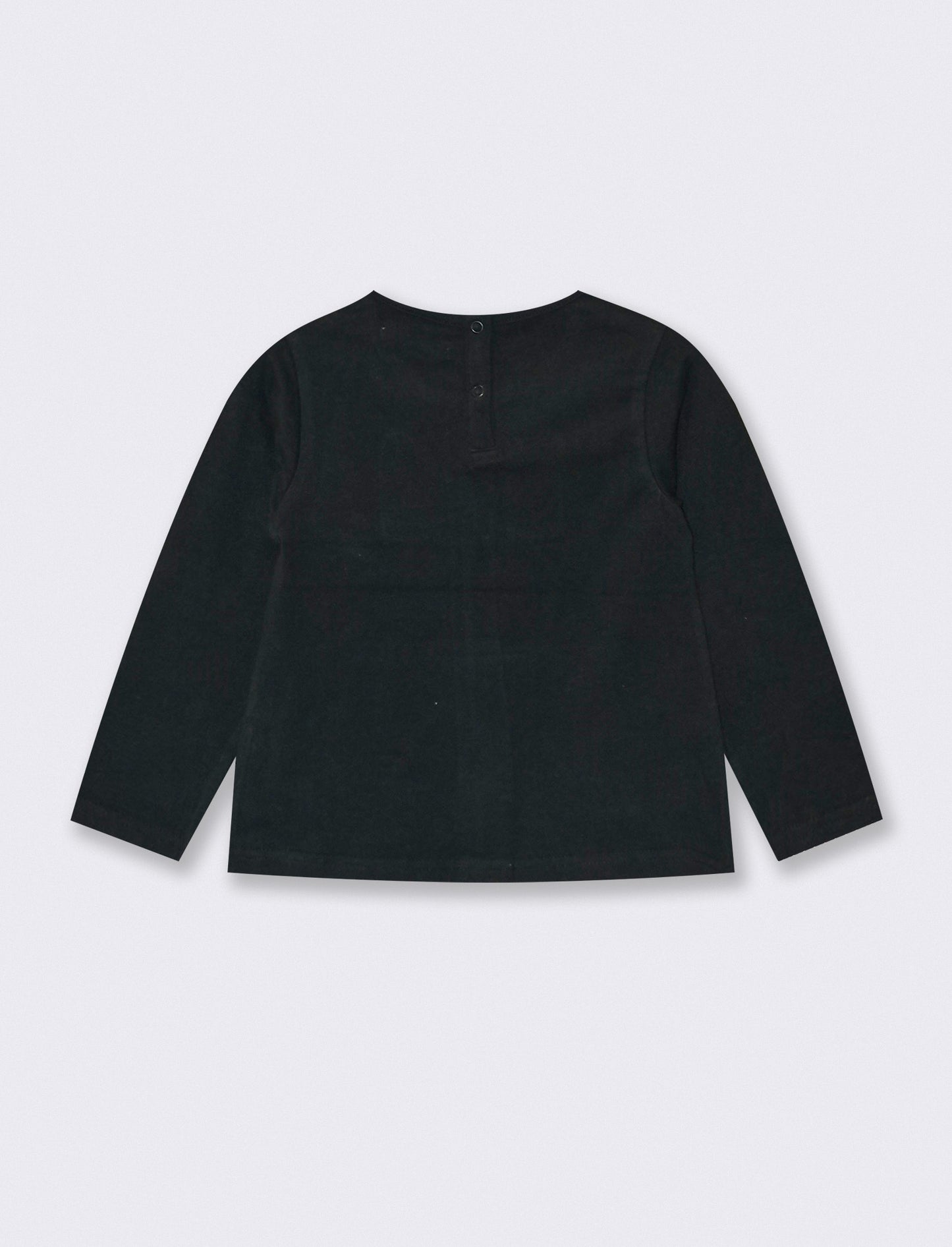 T-shirt girocollo con fiocco in contrasto - Nero