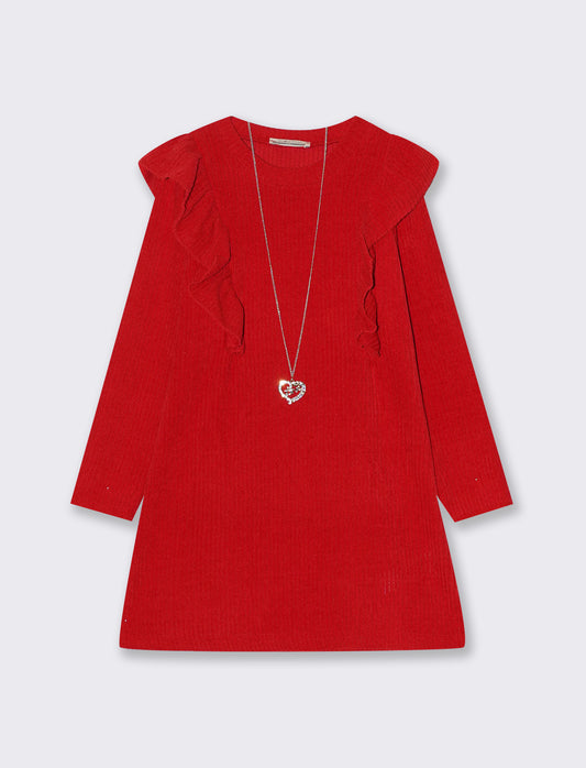 Abito bambina con rouches - Rosso