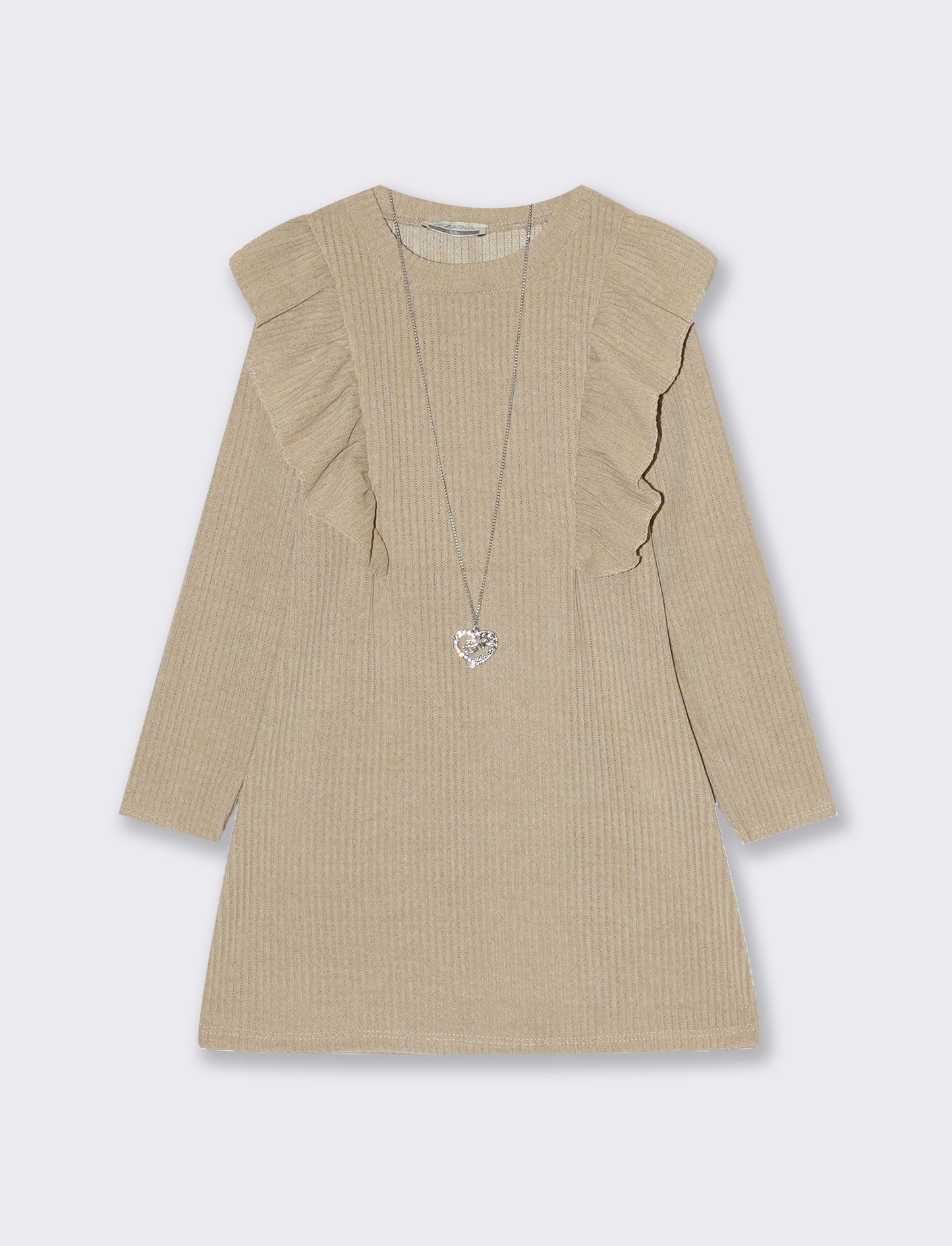 Abito bambina con rouches - Beige