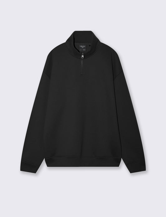 Hooded sweatshirt with zip, soft touch, relaxed fit - Black