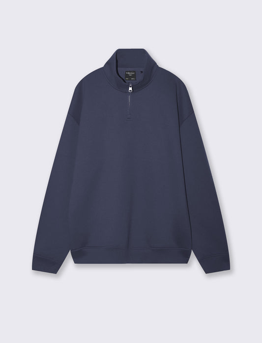 Hooded sweatshirt with zip, soft touch, relaxed fit - Blue