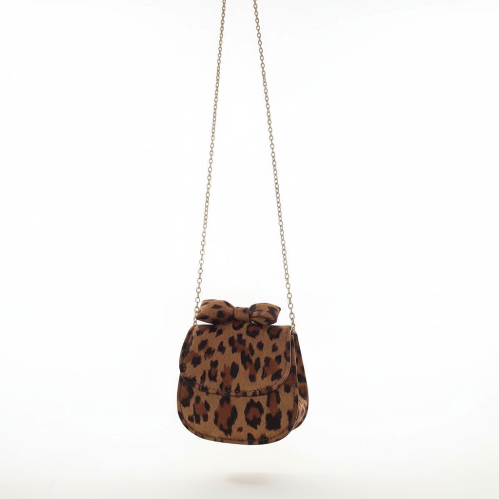 Girls' handbag with flap and bow - Animalier