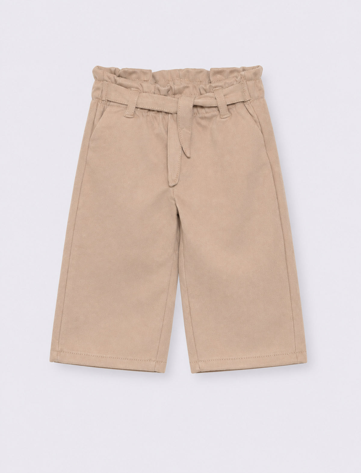 Pantaloni larghi con cintura e fiocco - Beige