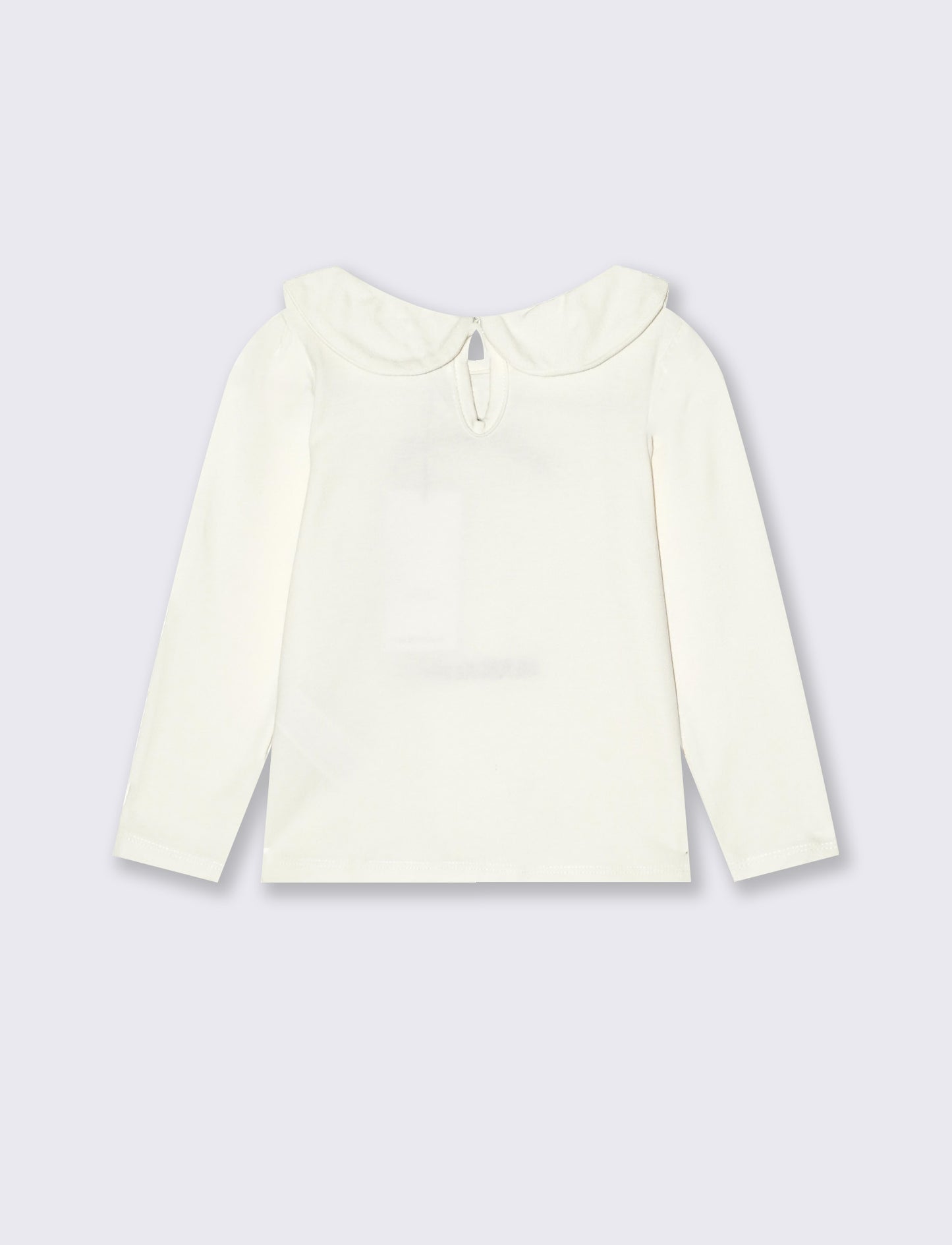 T-shirt girocollo con orsetti e colletto - Bianco latte