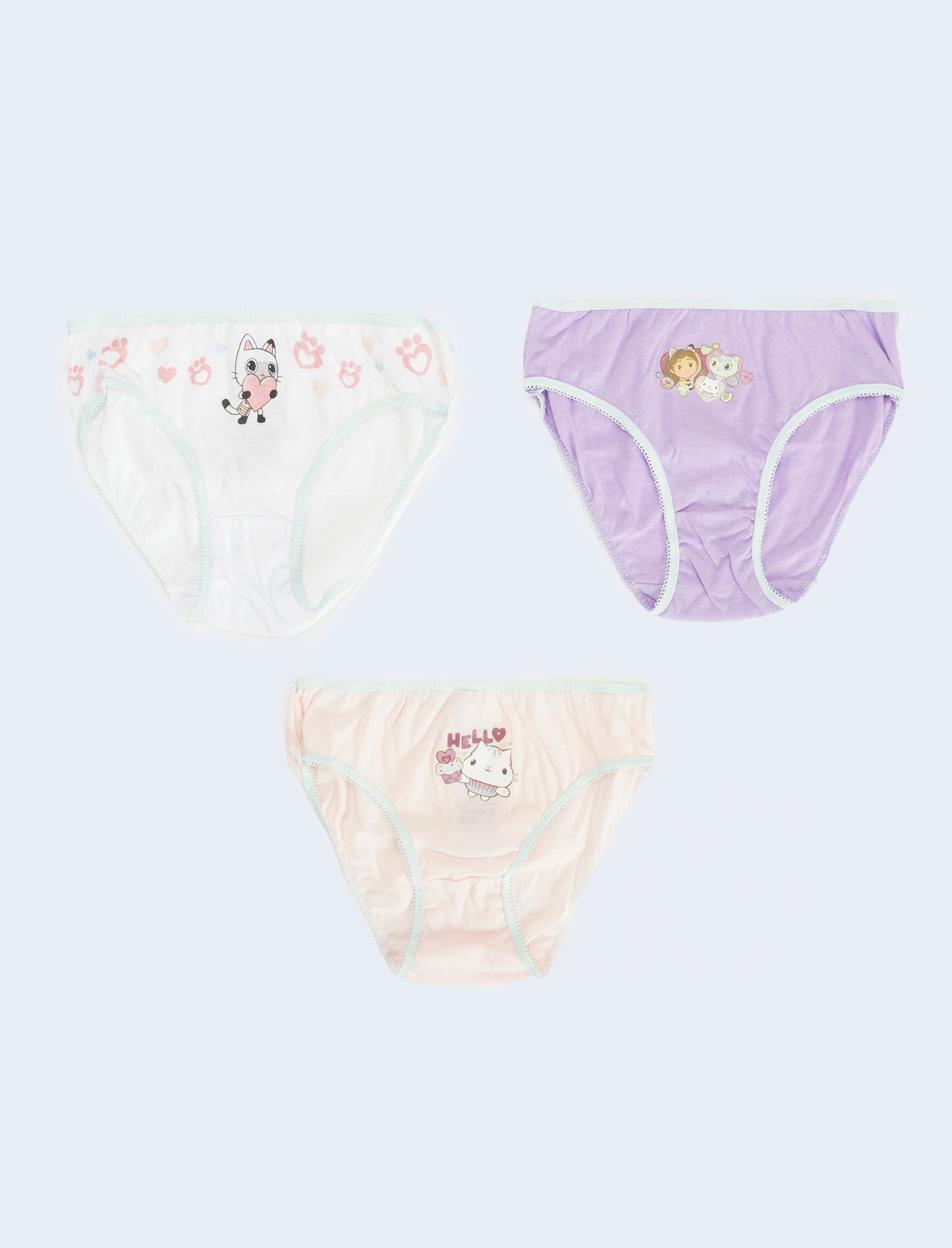 Tris slip bambina stitch, gabby e hello kitty - Rosa