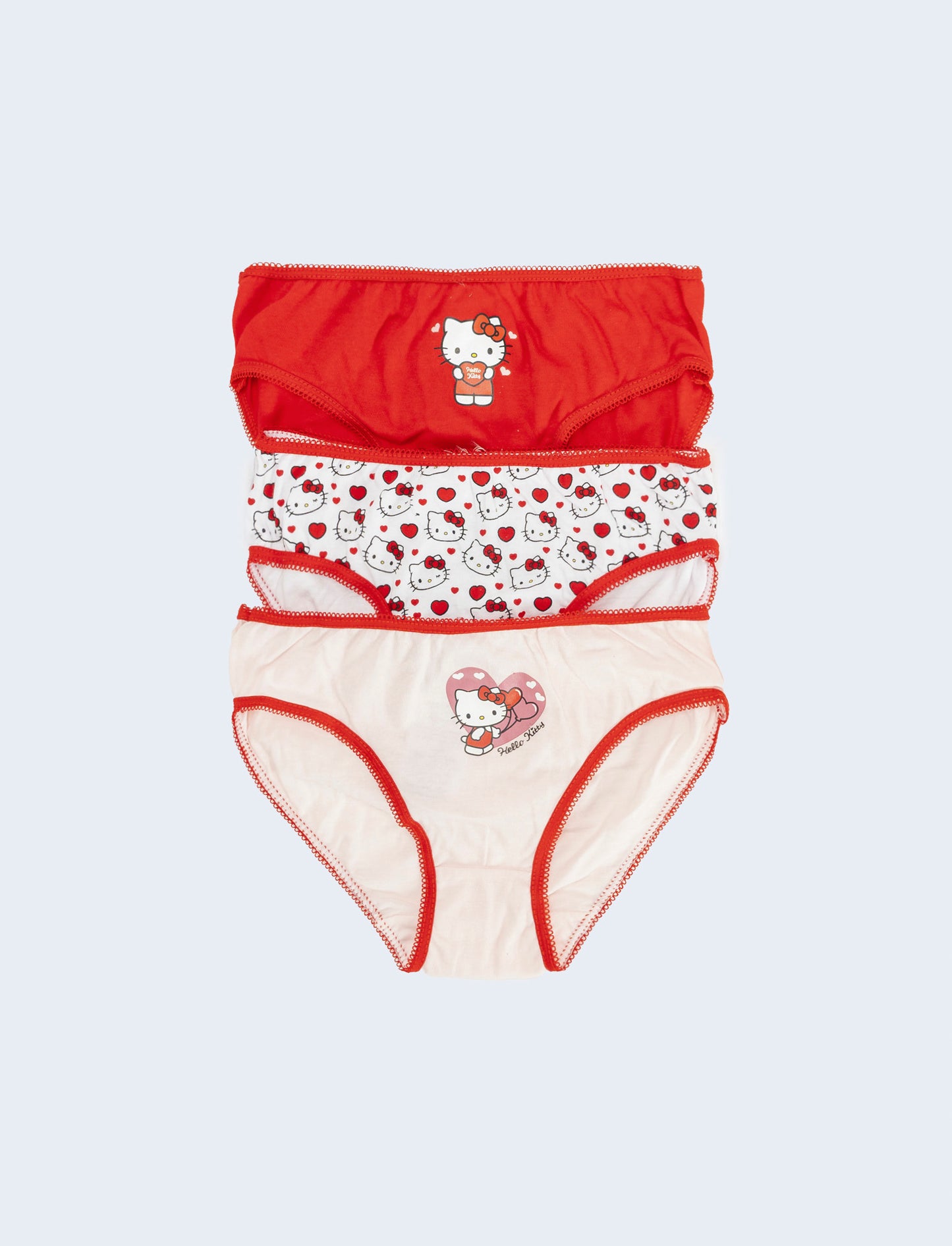 Tris slip bambina stitch, gabby e hello kitty - Rosso