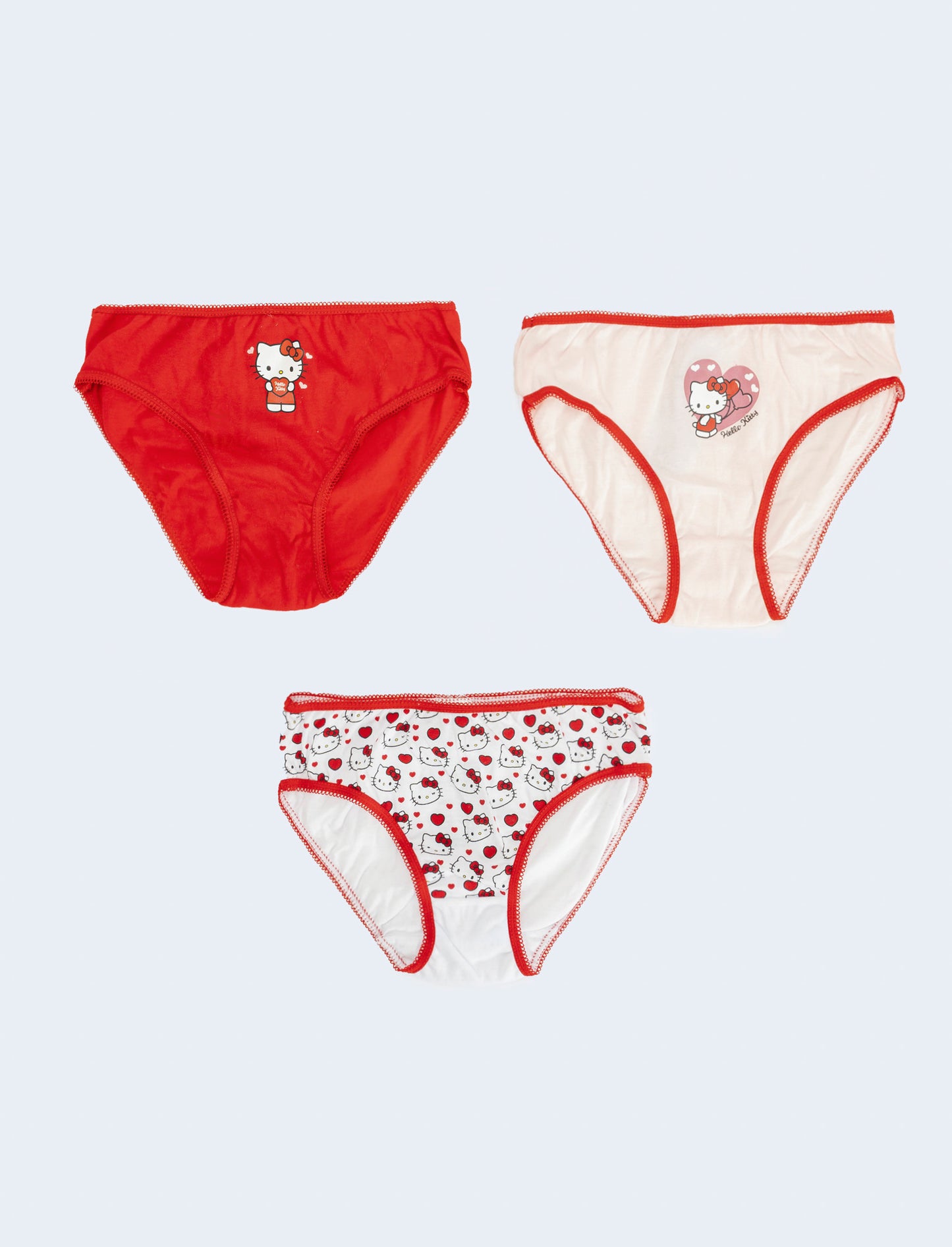 Tris slip bambina stitch, gabby e hello kitty - Rosso