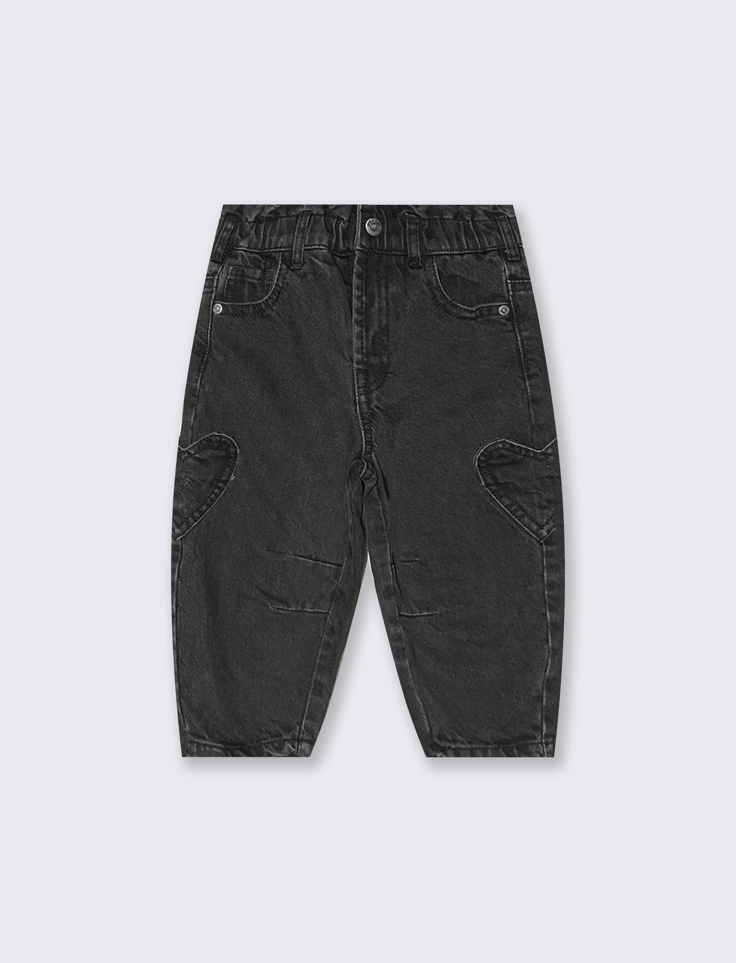 Jeans cargo neri con tasche a cuore - Nero