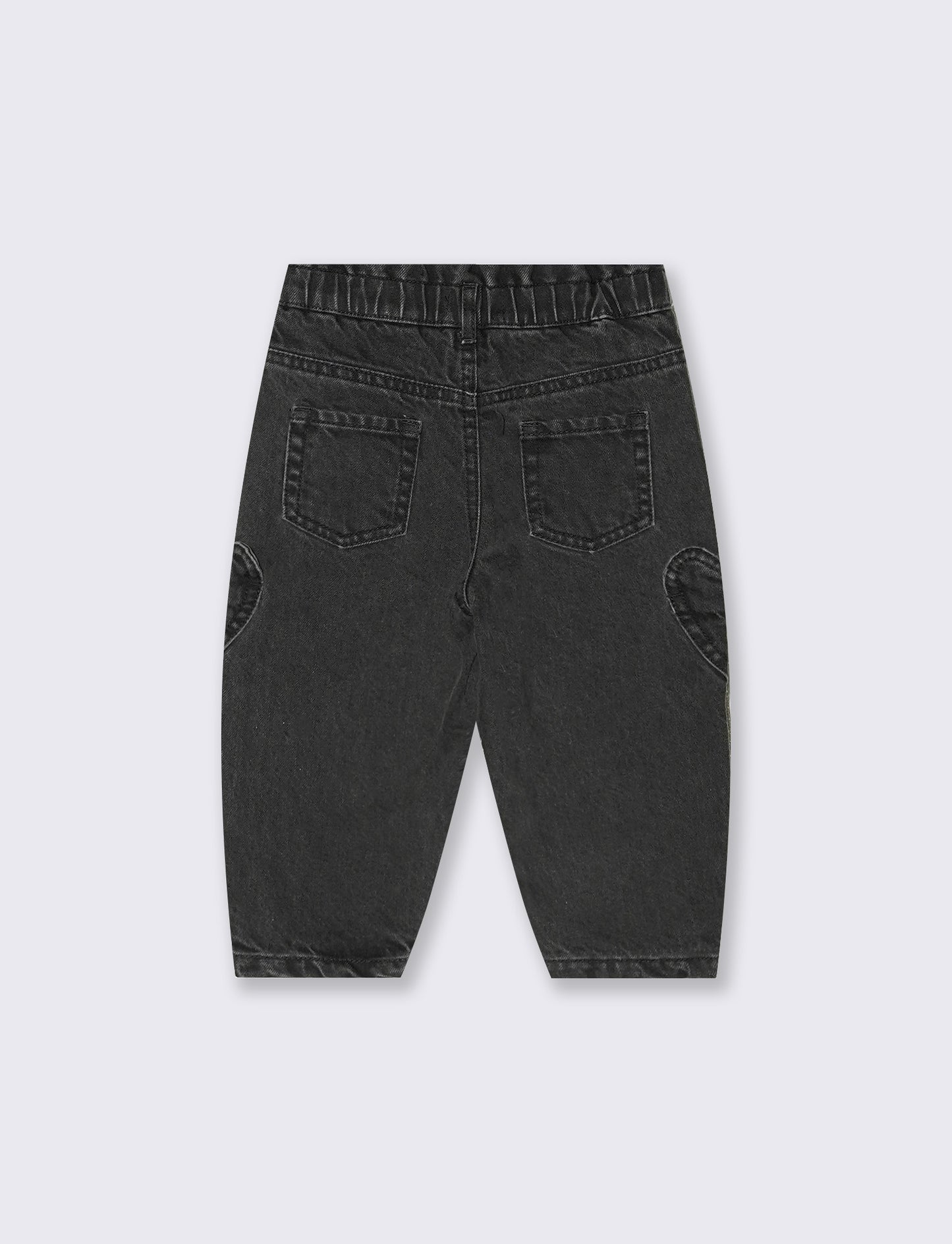 Jeans cargo neri con tasche a cuore - Nero