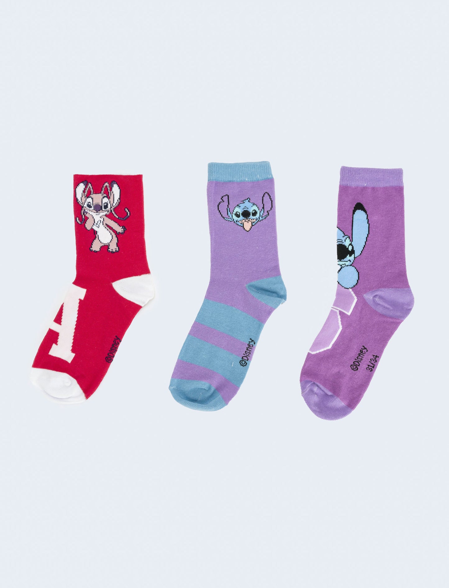 Tris calzini bambina stitch e hello kitty - Fuxia