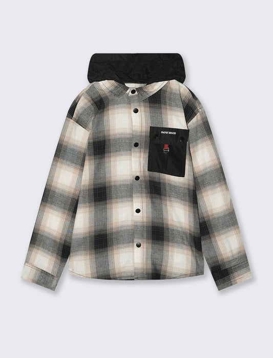 Camicia flanella con cappuccio rimovibile - Fantasia