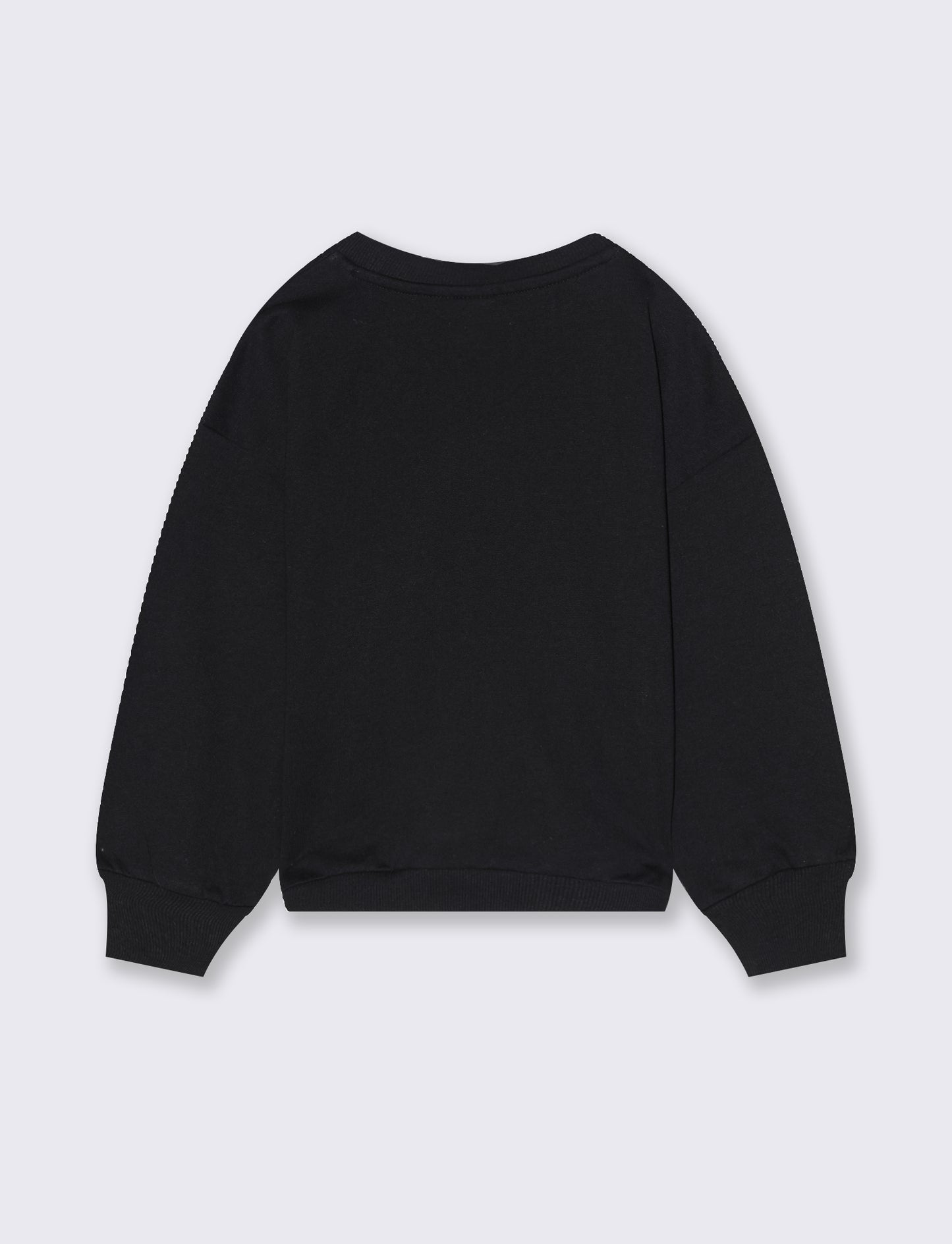 Felpa girocollo in cotone. - Nero