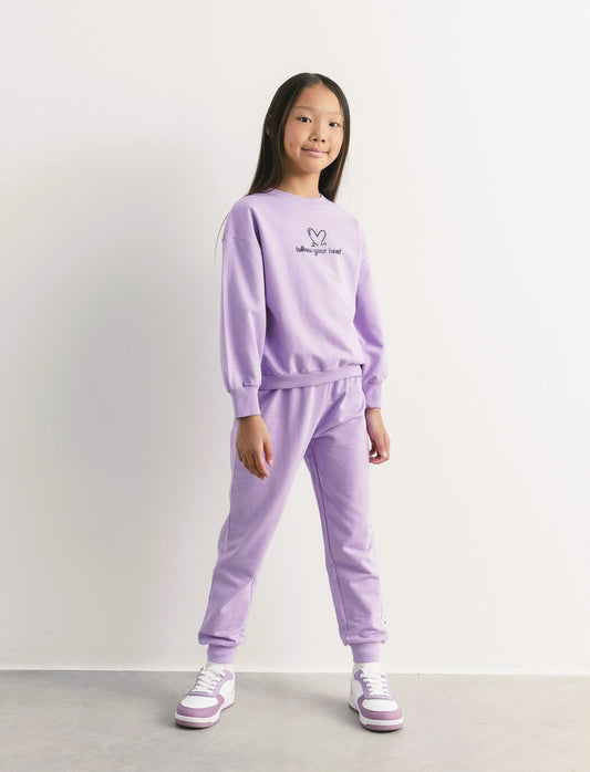 Felpa girocollo in cotone. - Lilla