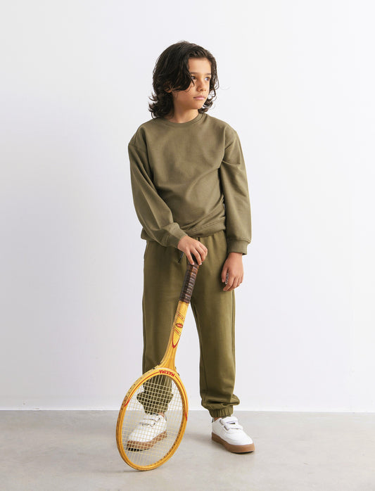 JOGGER in felpa - Verde militare