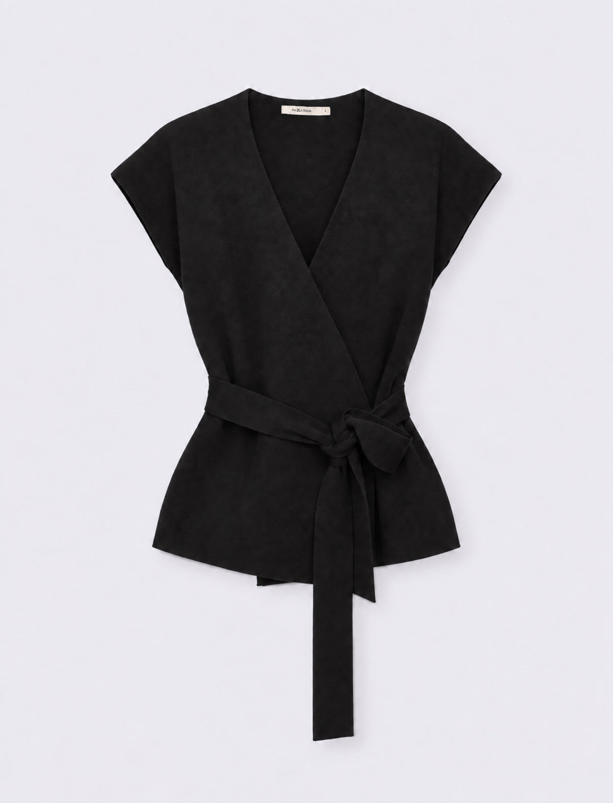 maglia Cardigan aperta con cintura - Nero