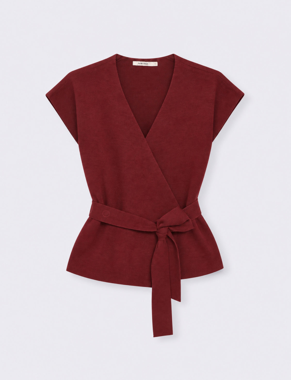 maglia Cardigan aperta con cintura - Rosso rubino