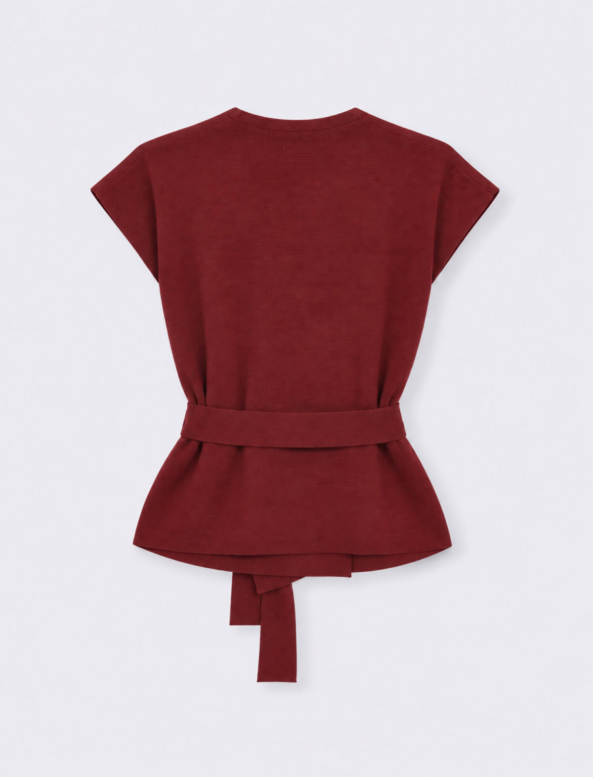 maglia Cardigan aperta con cintura - Rosso rubino