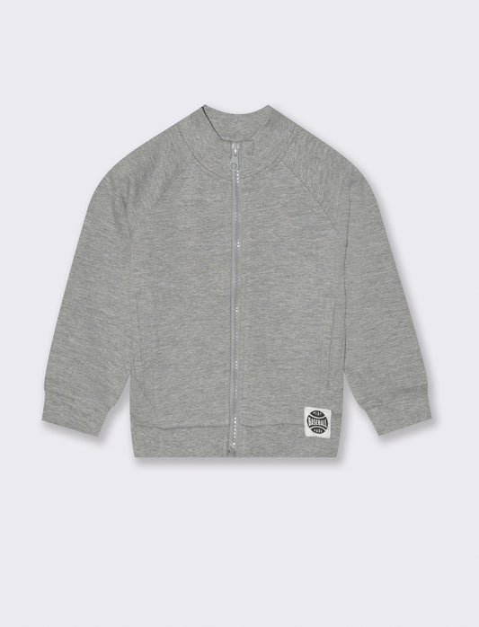 Felpa con zip frontale - Grigio mel.
