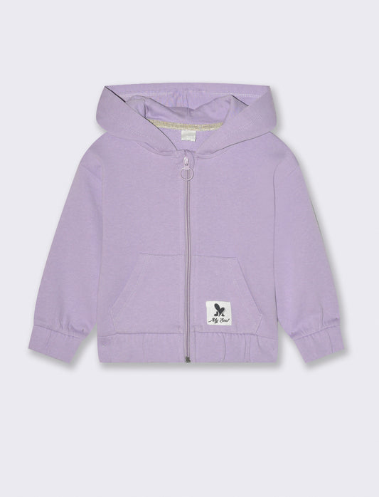 FELPA CON CAPPUCCIO  E ZIP - Lilla