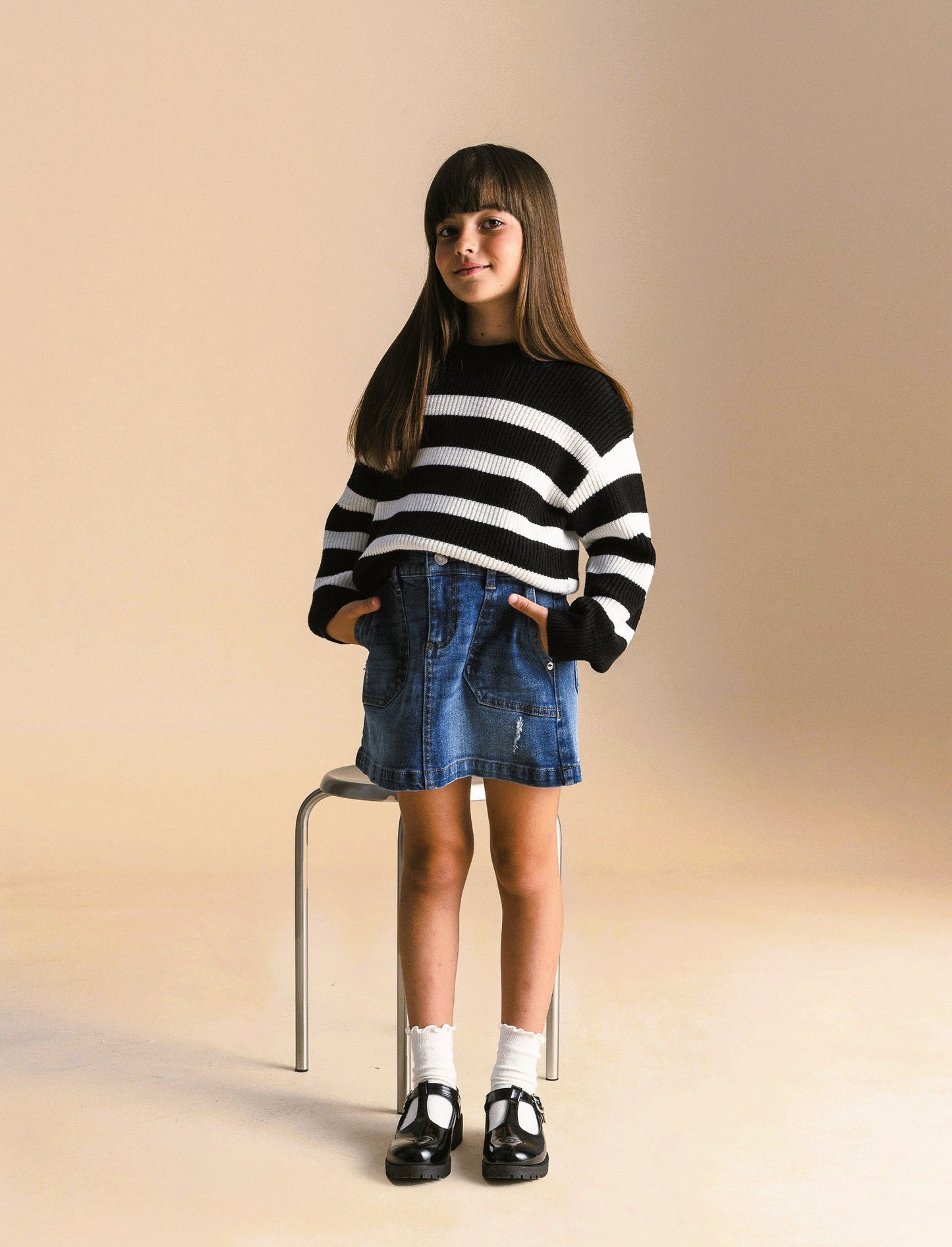Minigonna elasticizzata in denim. - Denim