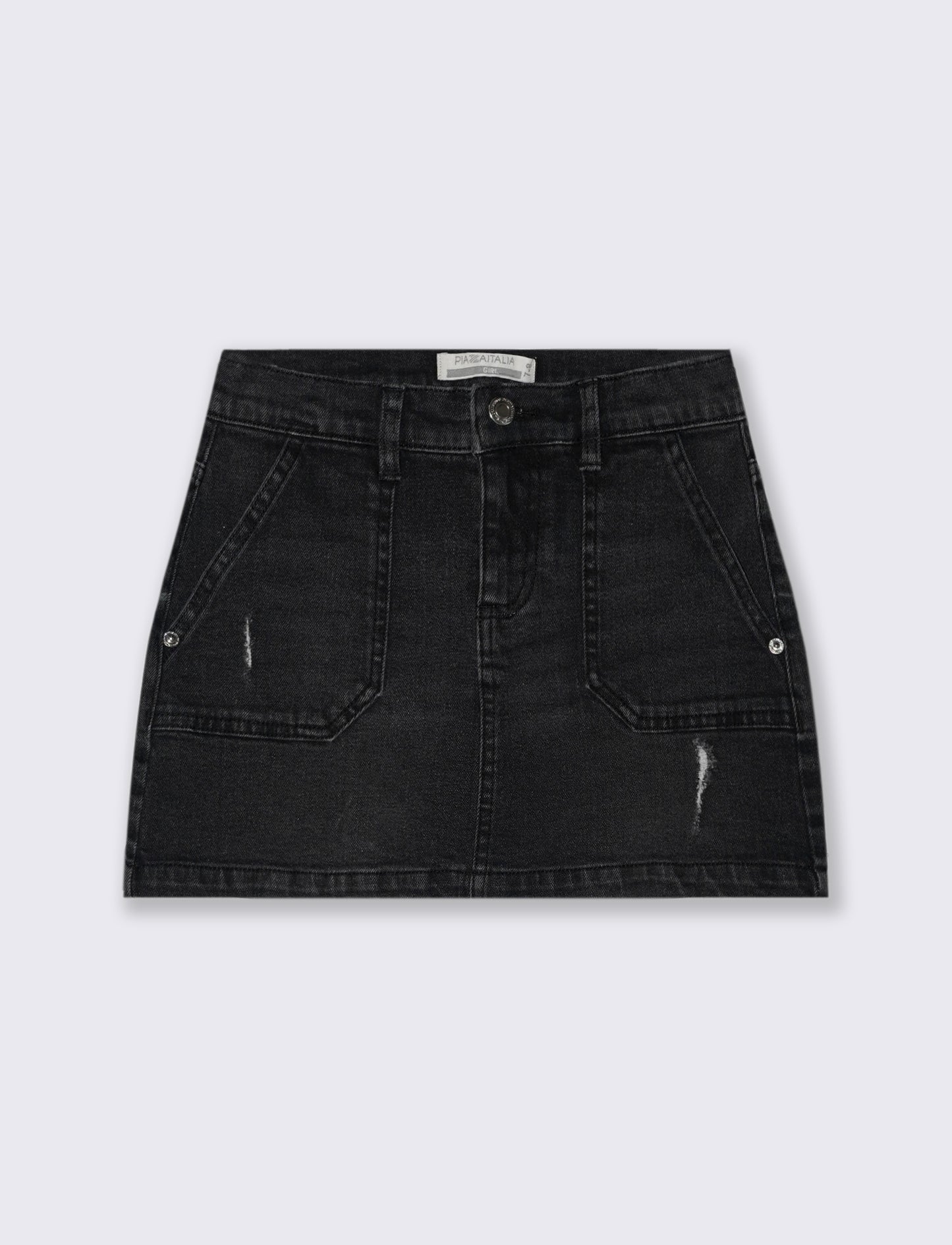 Minigonna elasticizzata in denim. - Nero