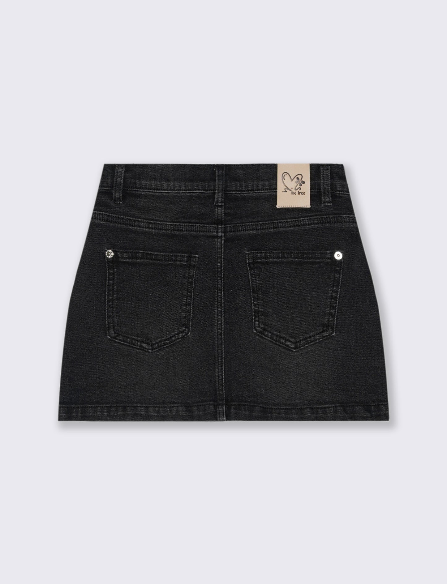 Minigonna elasticizzata in denim. - Nero