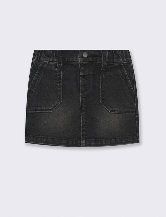 GONNA CORTA IN DENIM - Nero