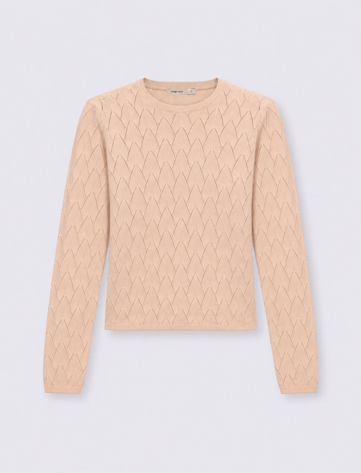 Maglia paricollo lavorata - Beige ecru