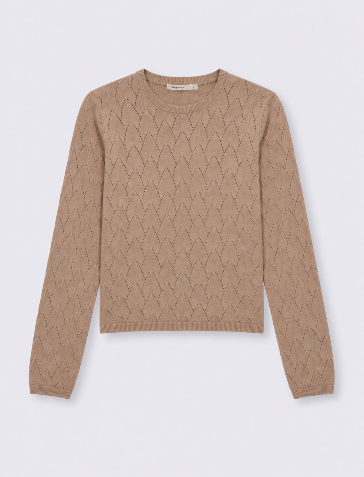 Maglia paricollo lavorata - Grigio talpa