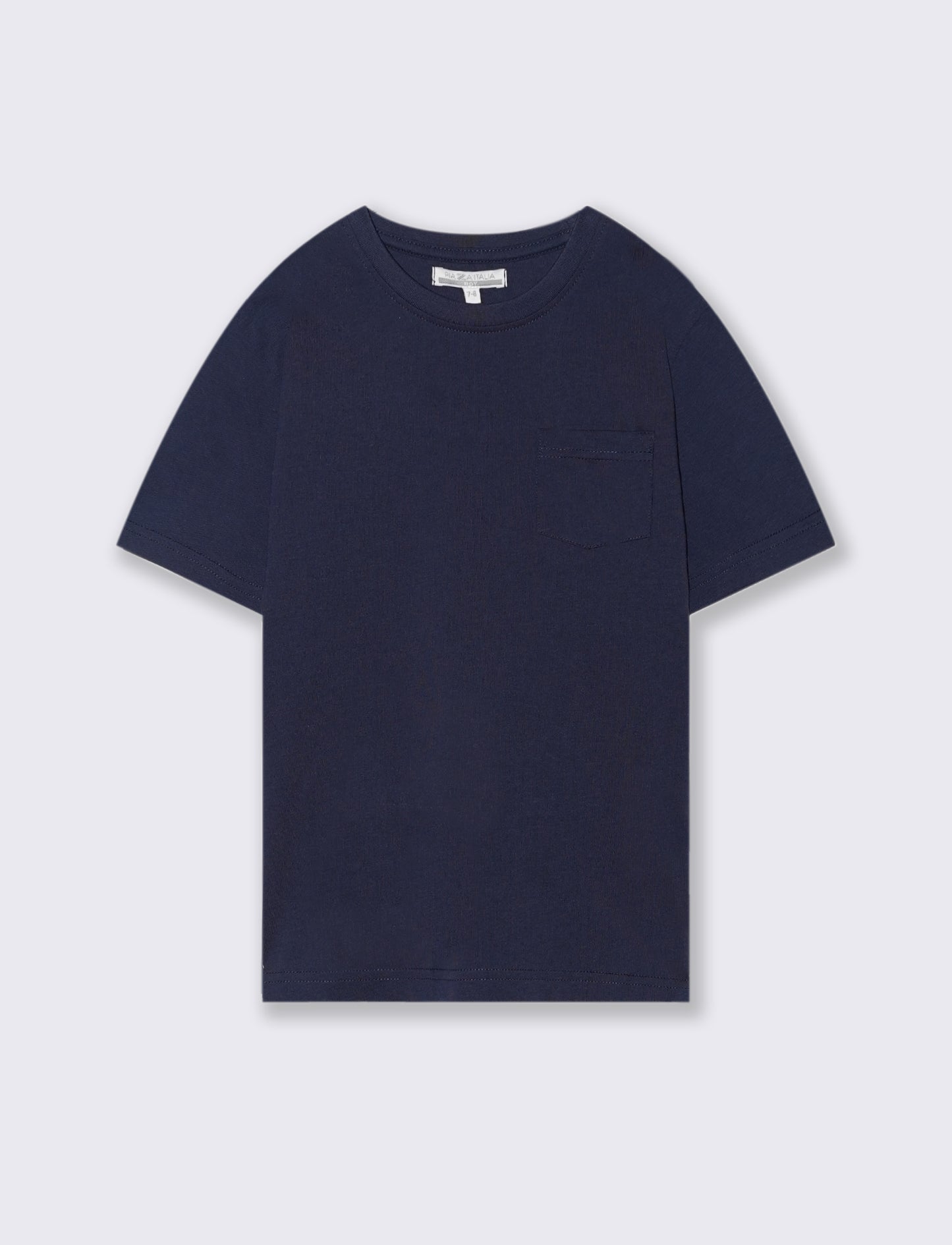 T-SHIRT GIROCOLLO CON TASCHINO - Blu