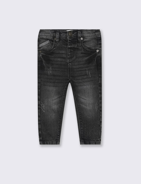 Jeans elastico con rotture - Nero