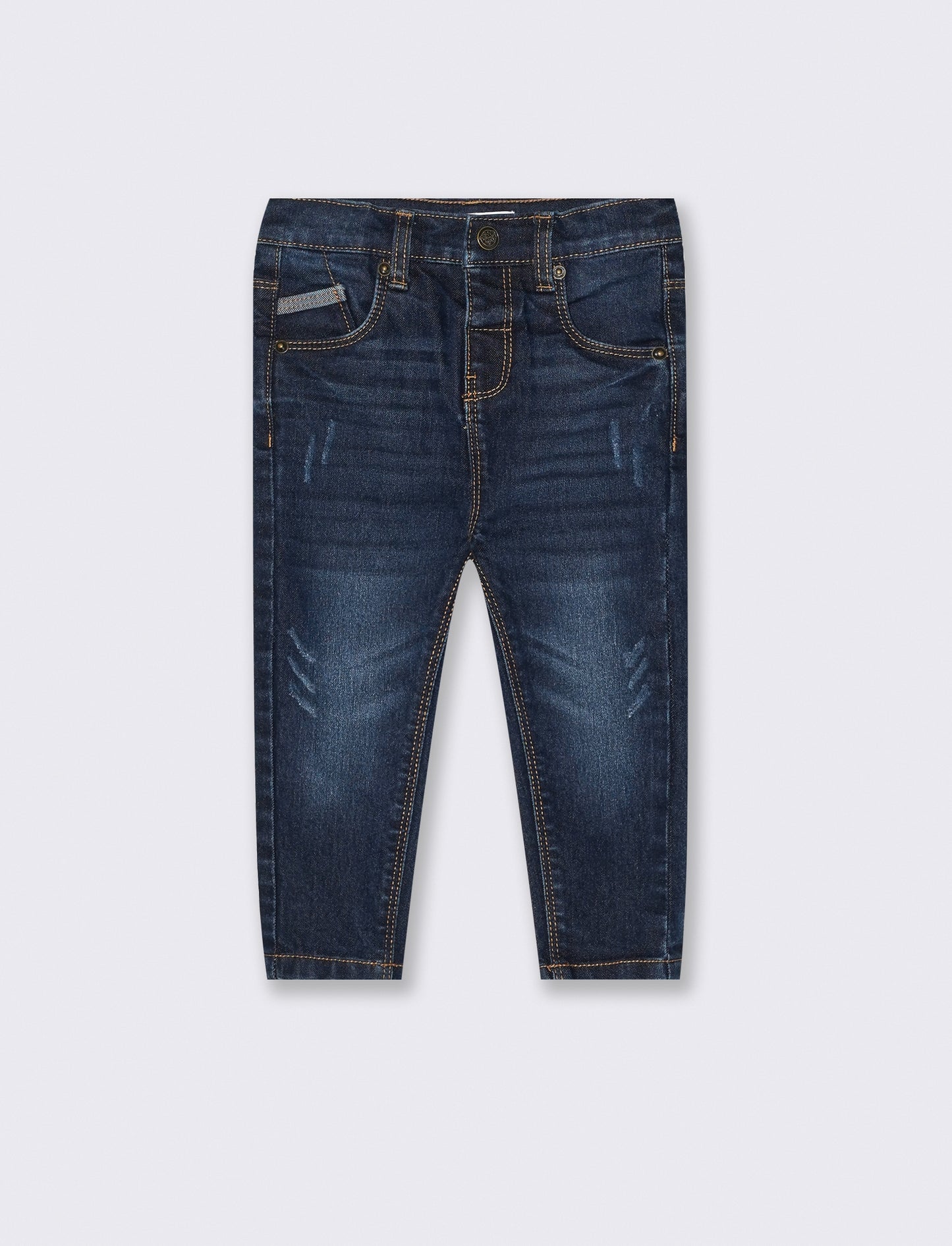Jeans elastico con rotture - DENIM SCURO