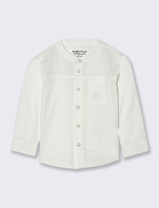Camicia con taglio e tasca - Bianco latte