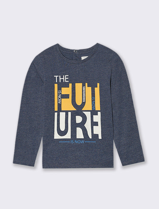 T shirt tessuto melange - Blu