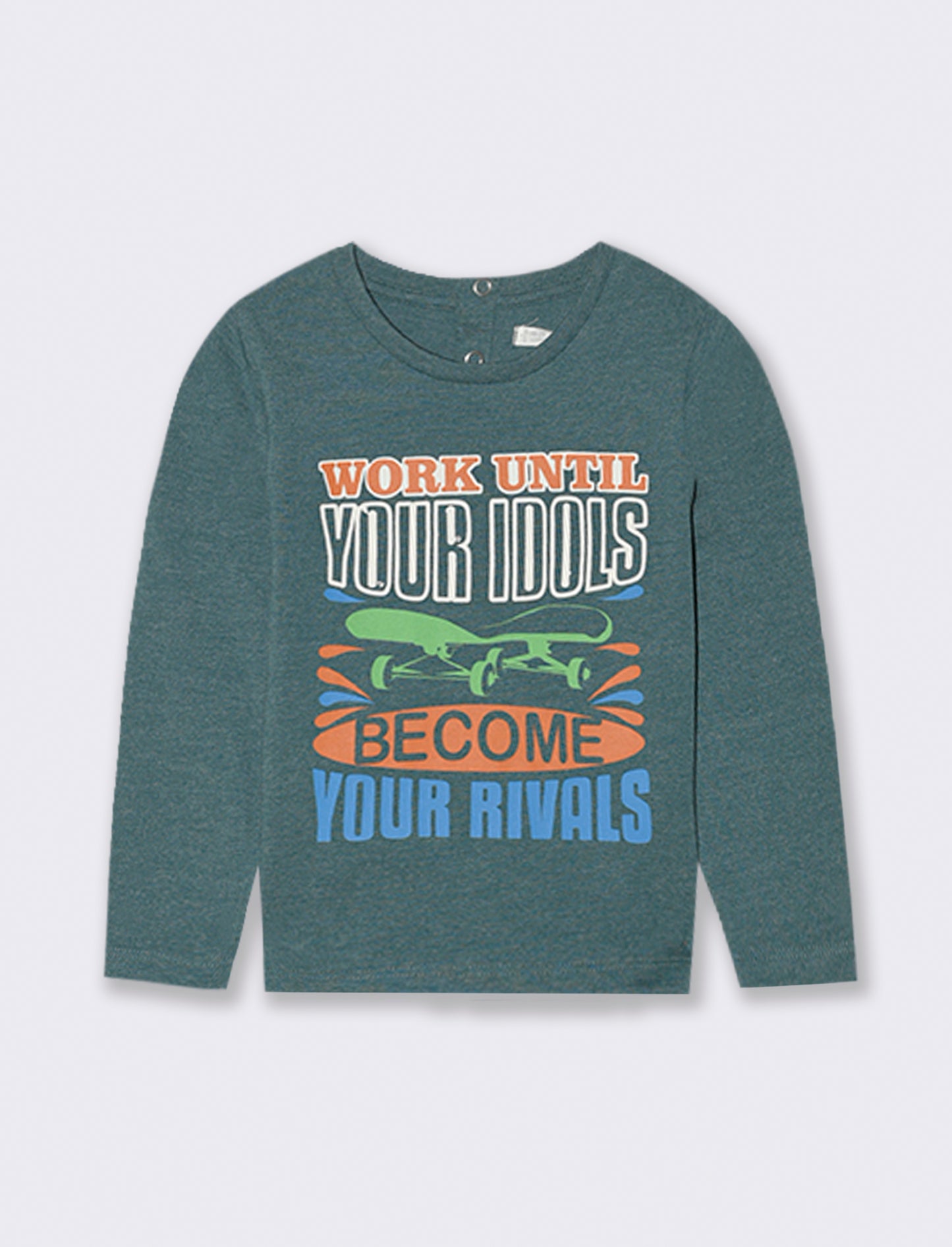 T shirt tessuto melange - Verde