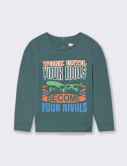 T shirt tessuto melange - Verde