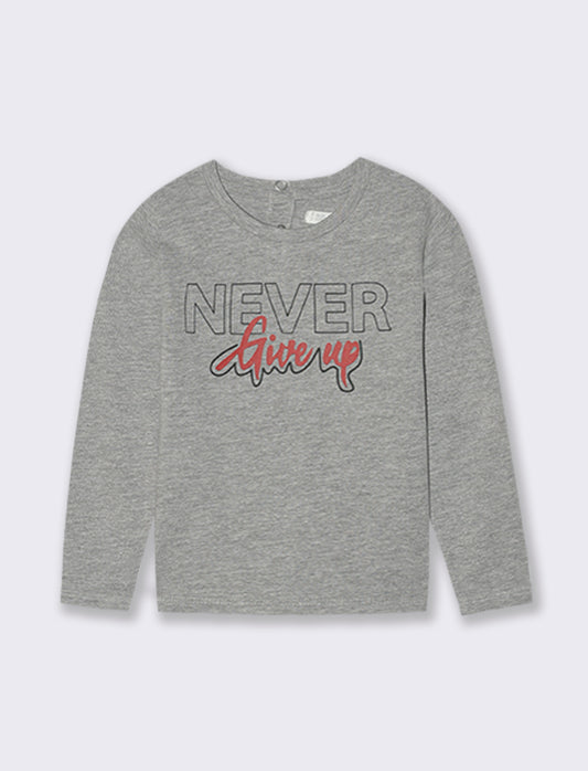 T shirt tessuto melange - Grigio mel.