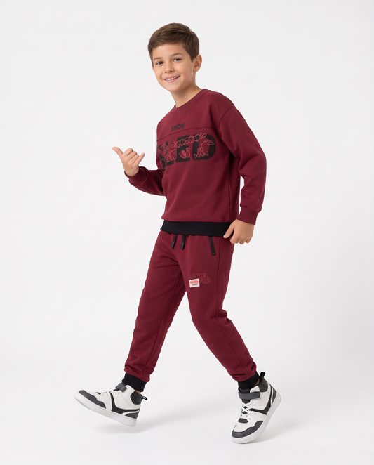 Loose sweatshirt with oversized print and crew neck - Red