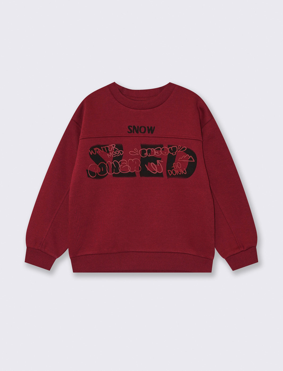 Loose sweatshirt with oversized print and crew neck - Red