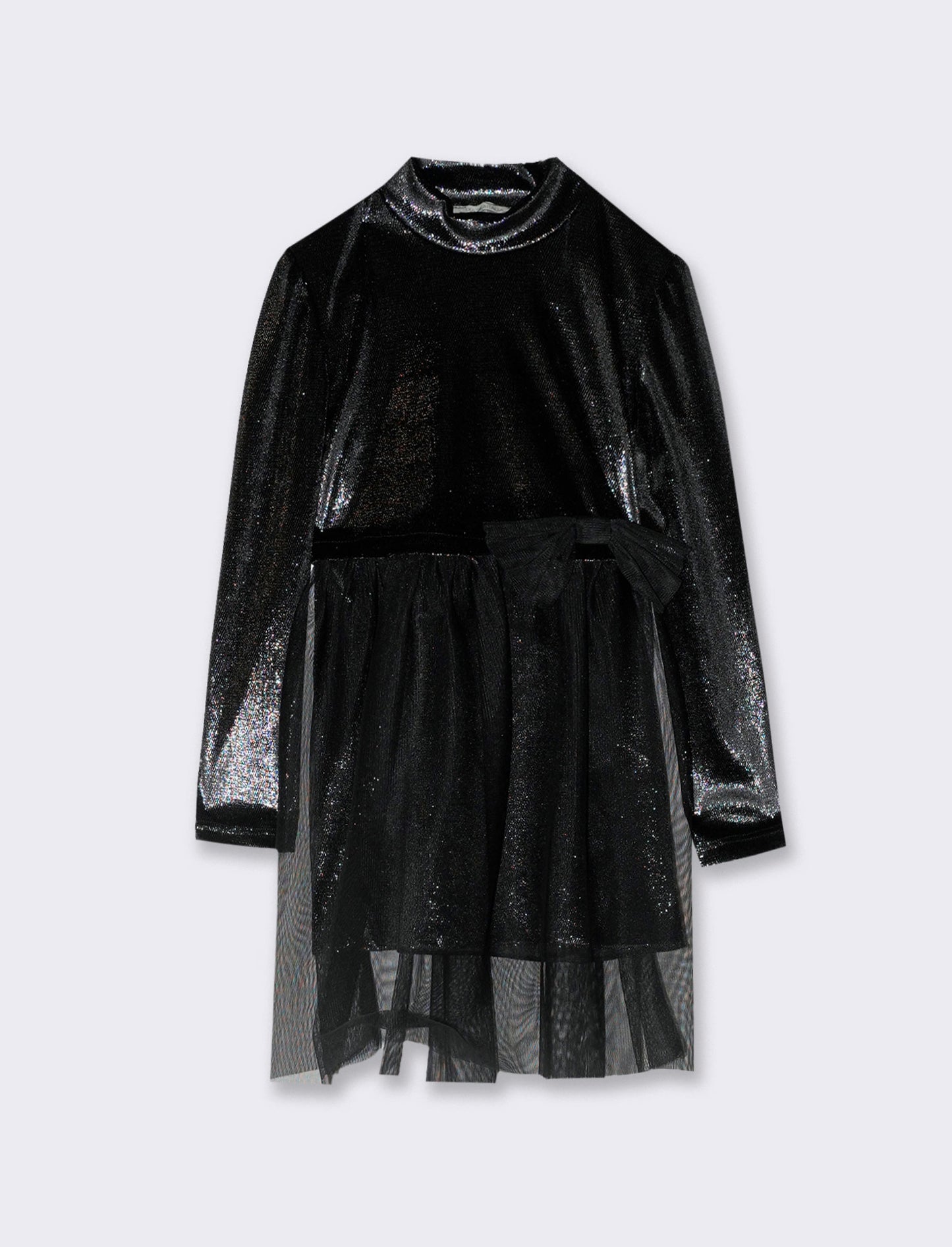Abito elegante da bambina in tessuto brillante - Nero