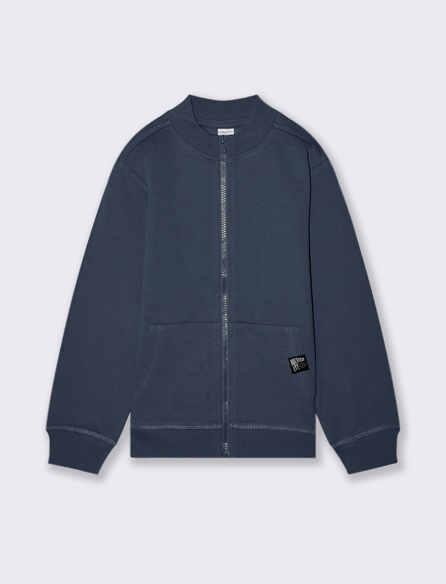 Felpa collo alto con zip. - Blu