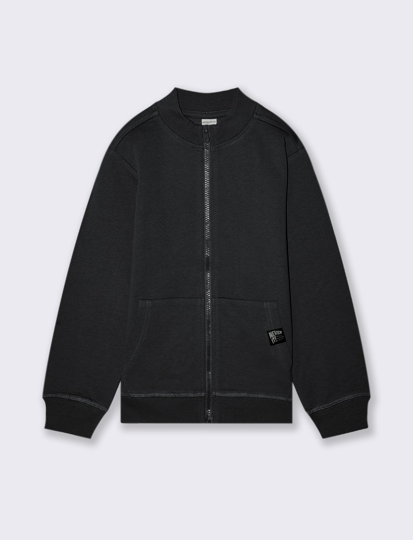 Felpa collo alto con zip. - Nero